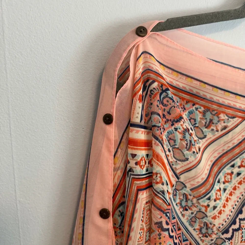 Crosstree Lane Pink Blue Geometric Pattern Wrap Scarf No Size NWT 90s Cape